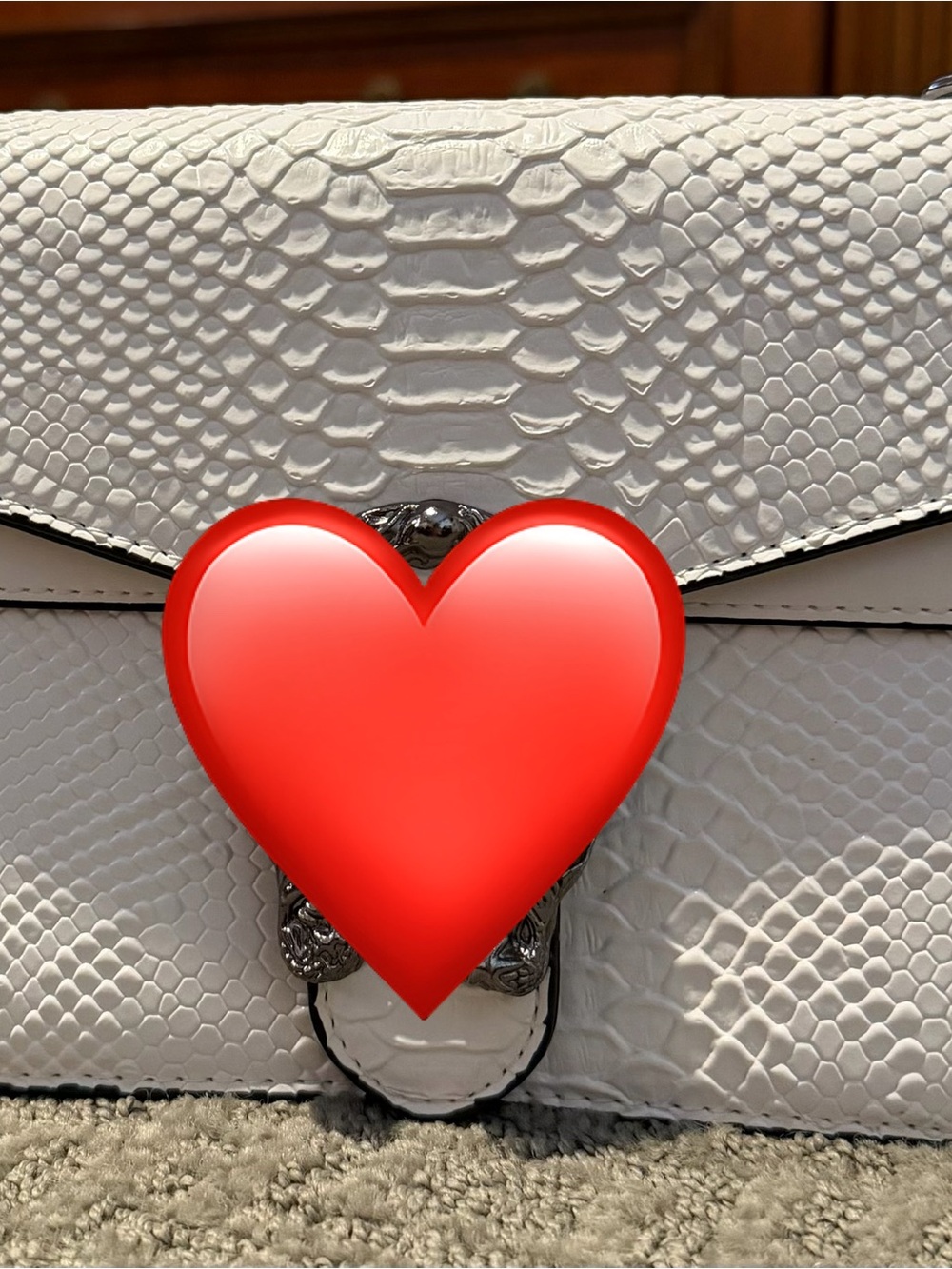 White with black trim croc style bag